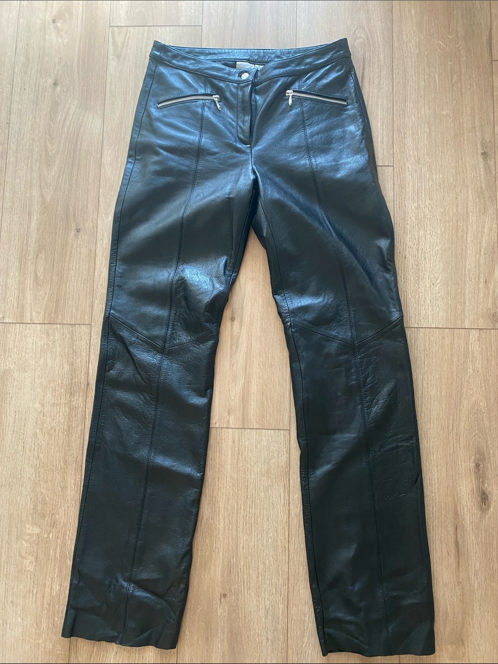 Wilsons Leather Black Straight Leg Genuine Leather Pants